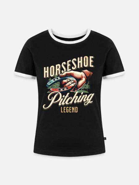 Hufeisenwerfen Horseshoe Pitching - Frauen Kontrast-T-Shirt - Schwarz/Weiß