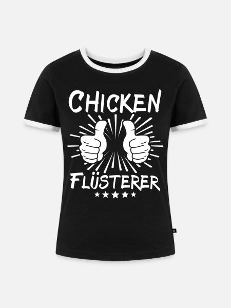 Chicken Flüsterer - Frauen Kontrast-T-Shirt - Schwarz/Weiß