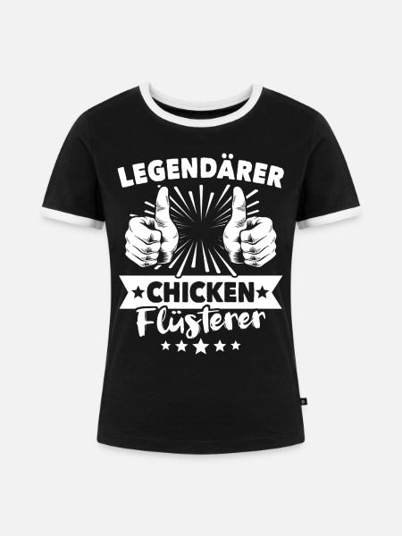 Chicken Legende - Frauen Kontrast-T-Shirt - Schwarz/Weiß