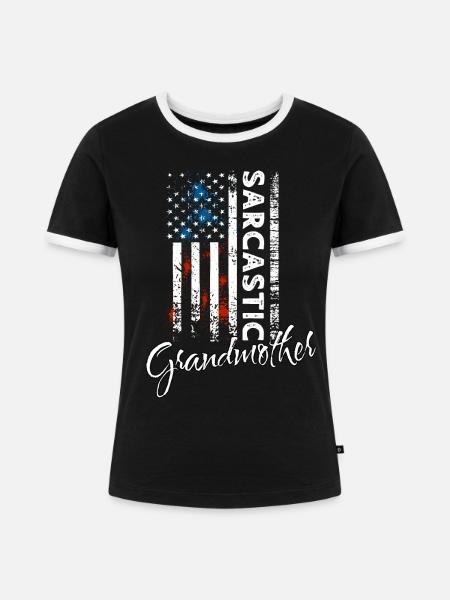 Sarkastische Grossmutter - Frauen Kontrast-T-Shirt - Schwarz/Weiß