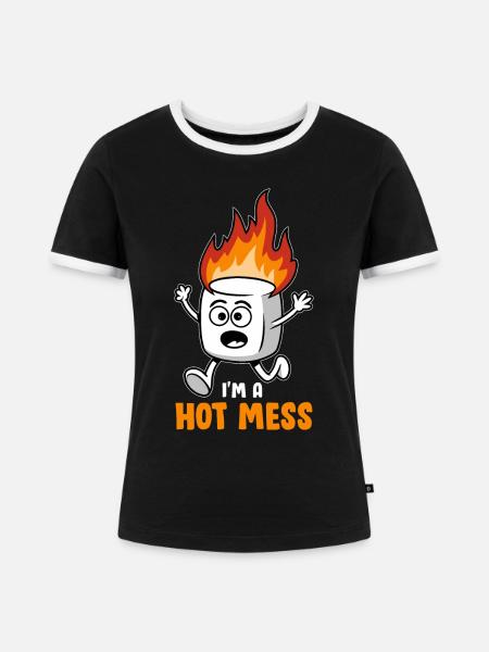 Marshmallow - Frauen Kontrast-T-Shirt - Schwarz/Weiß
