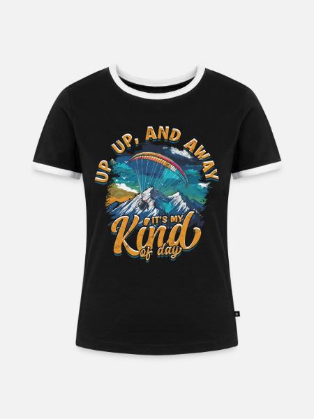 Paramotoring Motorschirm - Frauen Kontrast-T-Shirt - Schwarz/Weiß