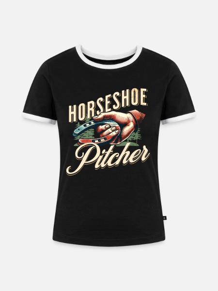 Hufeisenwerfen Horseshoe Pitching - Frauen Kontrast-T-Shirt - Schwarz/Weiß