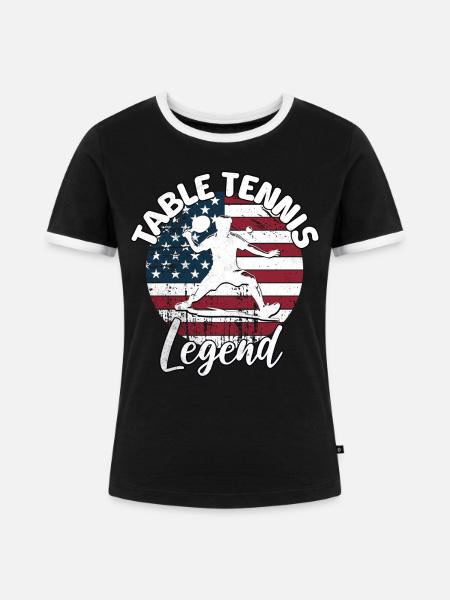 Table Tennis Sprüche - Frauen Kontrast-T-Shirt - Schwarz/Weiß