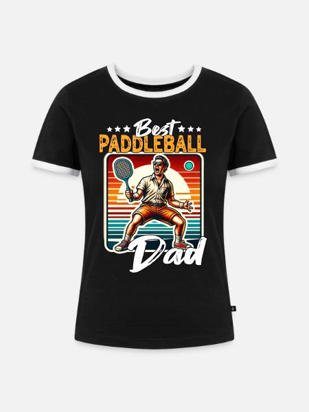 Paddleball Papa - Frauen Kontrast-T-Shirt - Schwarz/Weiß