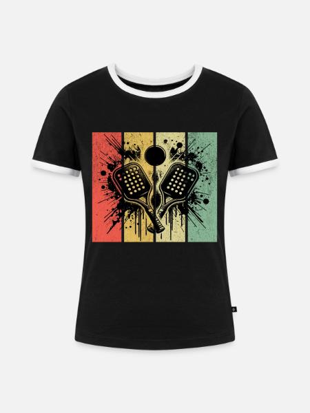 Paddleball Retro - Frauen Kontrast-T-Shirt - Schwarz/Weiß