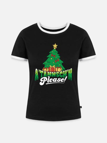 Ä Tännsch´n Please Weihnachten - Frauen Kontrast-T-Shirt - Schwarz/Weiß
