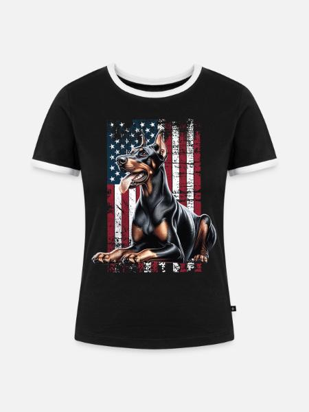 Doberman US Dobermann - Frauen Kontrast-T-Shirt - Schwarz/Weiß