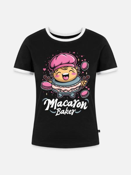 Macaron-liebhaber Macaron Baker - Frauen Kontrast-T-Shirt - Schwarz/Weiß