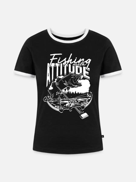 Bogenfischer Bogenfischen Bogenangeln - Frauen Kontrast-T-Shirt - Schwarz/Weiß