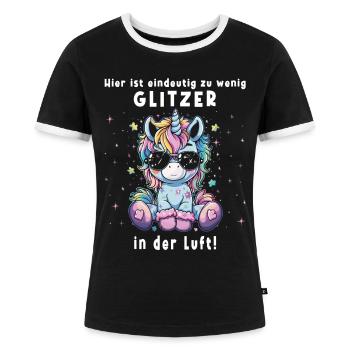 Süßes Einhorn, Bunte Einhörner - Frauen Kontrast-T-Shirt - Schwarz/Weiß - Vorne - Selfina (174cm)