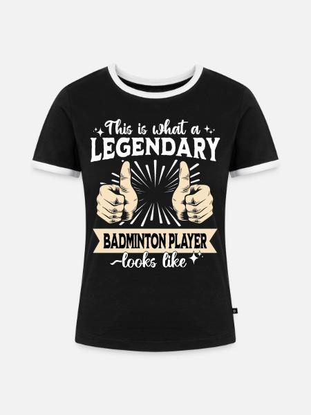 Legendärer Badmintonspieler - Frauen Kontrast-T-Shirt - Schwarz/Weiß