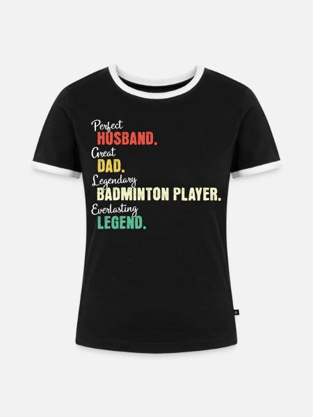 Badmintonspieler Papa - Frauen Kontrast-T-Shirt - Schwarz/Weiß