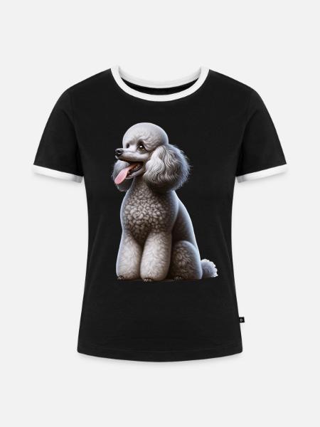 Pudel Poodle - Frauen Kontrast-T-Shirt - Schwarz/Weiß