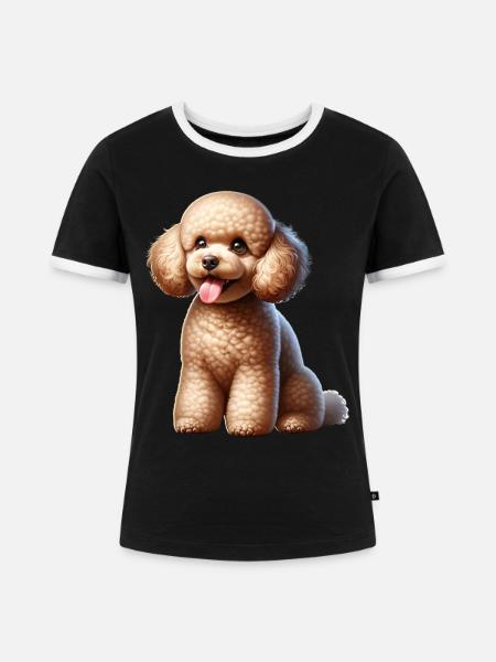 Pudel - Frauen Kontrast-T-Shirt - Schwarz/Weiß