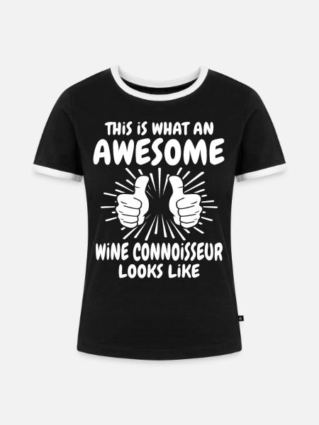 Weinkenner - Frauen Kontrast-T-Shirt - Schwarz/Weiß
