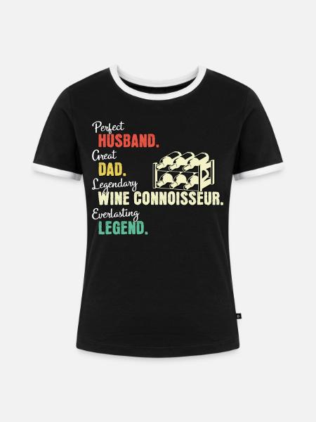 Weinkenner Papa - Frauen Kontrast-T-Shirt - Schwarz/Weiß