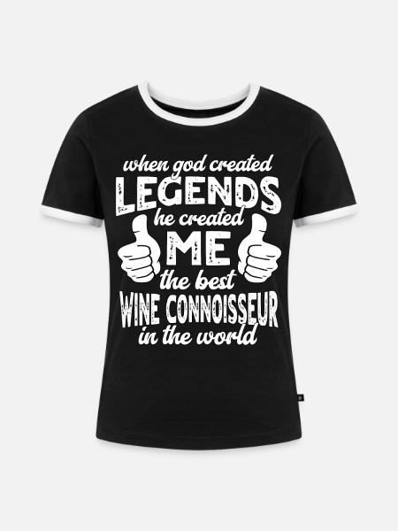 Bester Weinkenner Legende - Frauen Kontrast-T-Shirt - Schwarz/Weiß