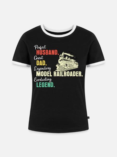 Modelleisenbahner Papa - Frauen Kontrast-T-Shirt - Schwarz/Weiß