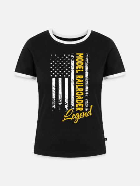 Modelleisenbahner Legende - Frauen Kontrast-T-Shirt - Schwarz/Weiß