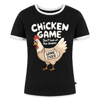Chicken Game Don't Look At The Chicken - Frauen Kontrast-T-Shirt - Schwarz/Weiß - Vorne - Selfina (174cm)