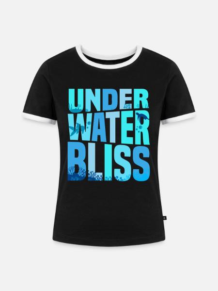 Aquarium Aquaristik - Frauen Kontrast-T-Shirt - Schwarz/Weiß