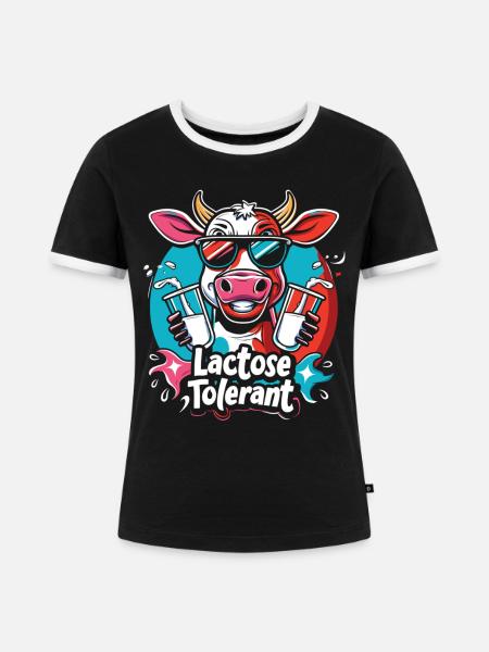 Laktose tolerant - Frauen Kontrast-T-Shirt - Schwarz/Weiß