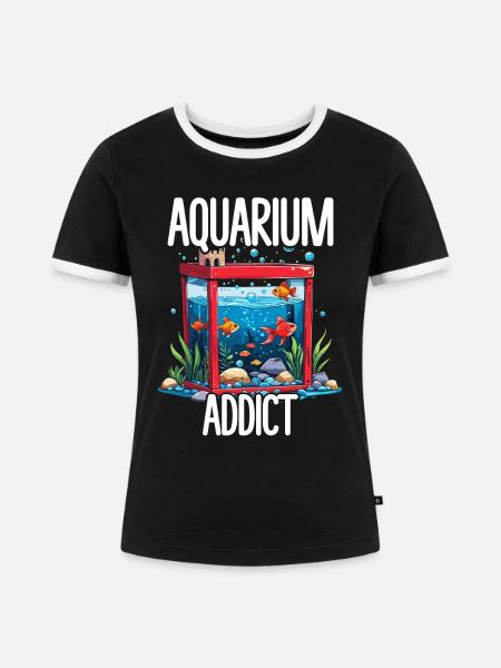 Aquarium Aquaristik - Frauen Kontrast-T-Shirt - Schwarz/Weiß