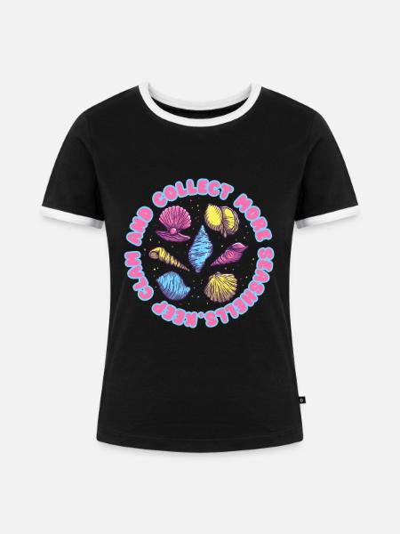 Muschelsammler Muscheln - Frauen Kontrast-T-Shirt - Schwarz/Weiß