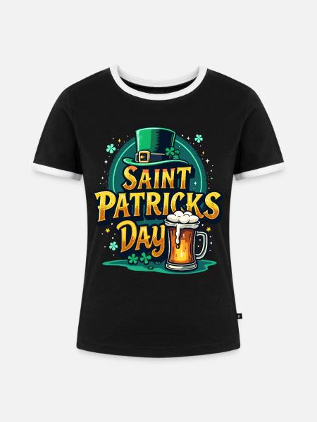 Saint Patrick`s Day Beer - Frauen Kontrast-T-Shirt - Schwarz/Weiß