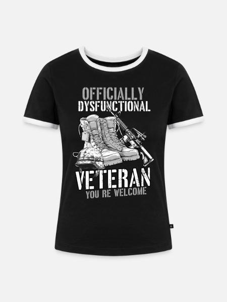 Dysfunktionaler Veteran - Frauen Kontrast-T-Shirt - Schwarz/Weiß