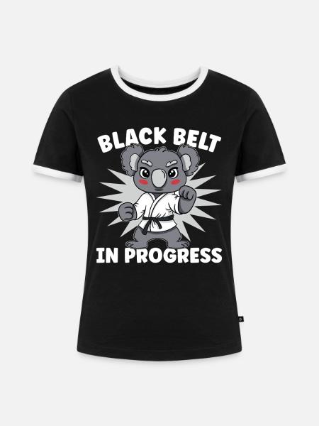 Karate Black Belt - Frauen Kontrast-T-Shirt - Schwarz/Weiß