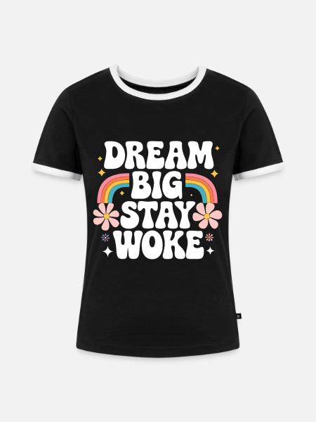 Woke - Frauen Kontrast-T-Shirt - Schwarz/Weiß