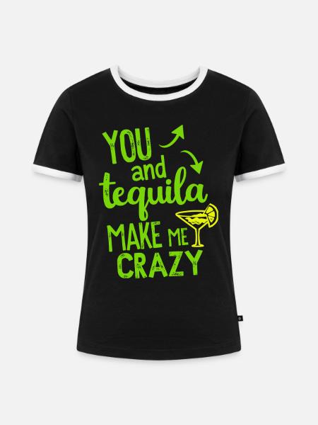 Tequila Party Spruch Zitat - Frauen Kontrast-T-Shirt - Schwarz/Weiß
