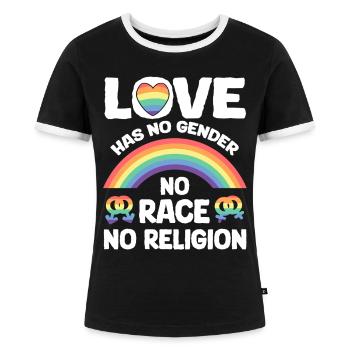 Gegen Rassismus! Für Politik Menschenrechte Liebe - Frauen Kontrast-T-Shirt - Schwarz/Weiß - Vorne - Selfina (174cm)