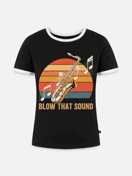 Saxophon Soundpower - Frauen Kontrast-T-Shirt - Schwarz/Weiß