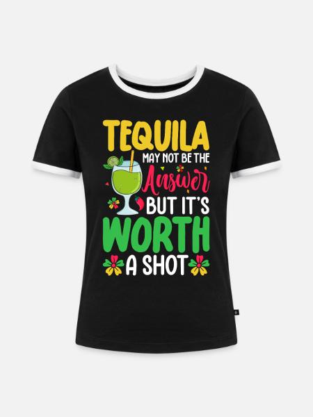 Tequila - Frauen Kontrast-T-Shirt - Schwarz/Weiß