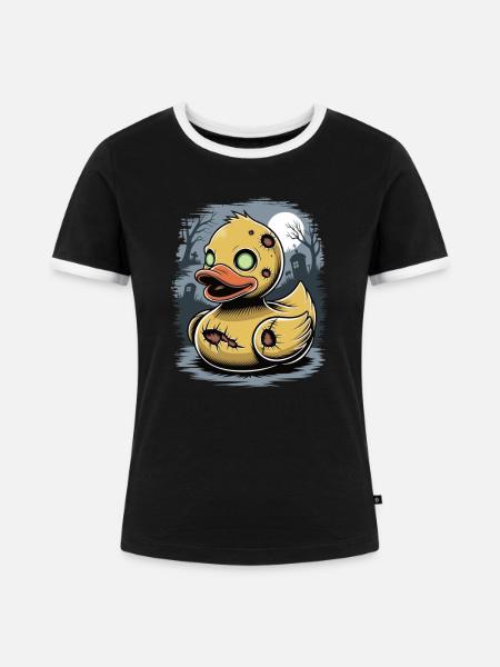 Zombie gummiente - Frauen Kontrast-T-Shirt - Schwarz/Weiß