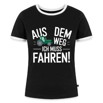 Aus Dem Weg Ich Muss Traktor Fahren Lustiger - Frauen Kontrast-T-Shirt - Schwarz/Weiß - Vorne - Selfina (174cm)