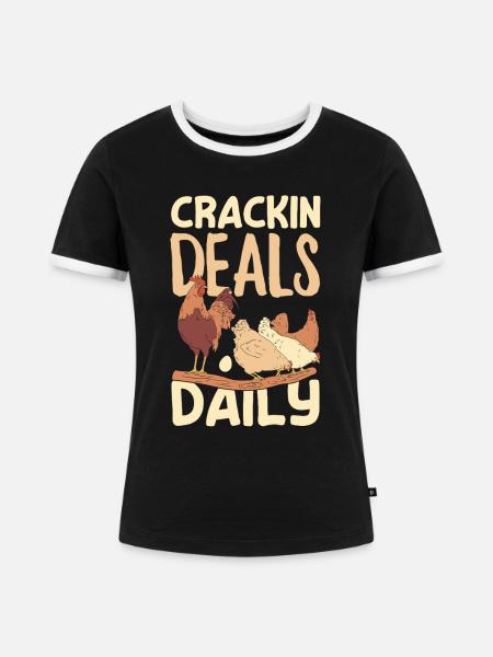 Unterstützen Sie lokale Eierhändler - Frauen Kontrast-T-Shirt - Schwarz/Weiß