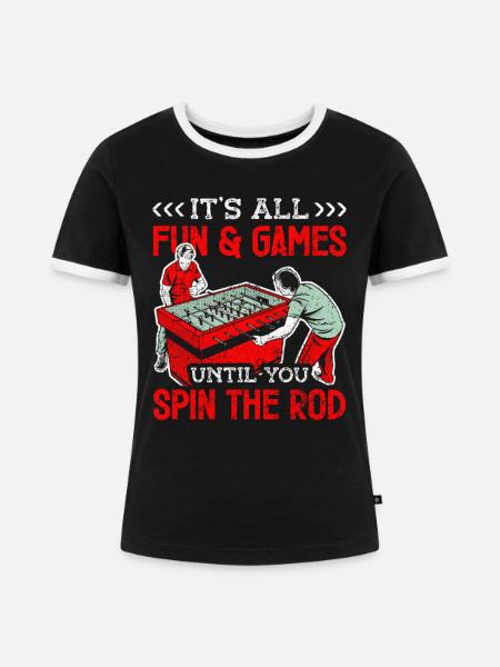 Tischfußballer Und Tischfußballer - Frauen Kontrast-T-Shirt - Schwarz/Weiß