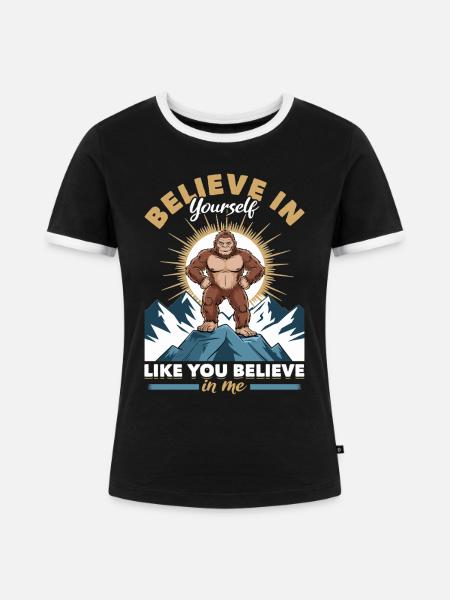 Bigfoot Sasquatch - Frauen Kontrast-T-Shirt - Schwarz/Weiß