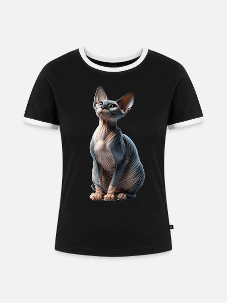 Sphynxkatze Sphynx Cat - Frauen Kontrast-T-Shirt - Schwarz/Weiß