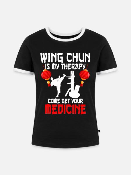 Wing Chun - Frauen Kontrast-T-Shirt - Schwarz/Weiß