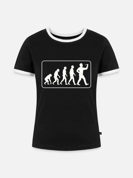Evolution Dart - Frauen Kontrast-T-Shirt - Schwarz/Weiß