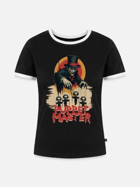 Puppenspieler Bauchredner Puppet Master - Frauen Kontrast-T-Shirt - Schwarz/Weiß