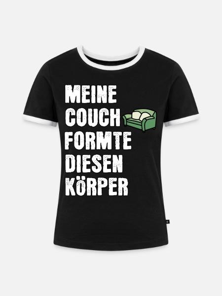 Spüche Couch Körper - Frauen Kontrast-T-Shirt - Schwarz/Weiß