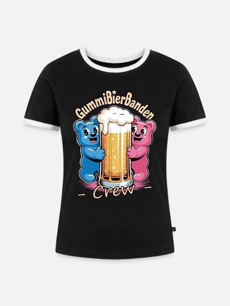 GummiBierBanden Crew | Beer Time | Bier - Frauen Kontrast-T-Shirt - Schwarz/Weiß