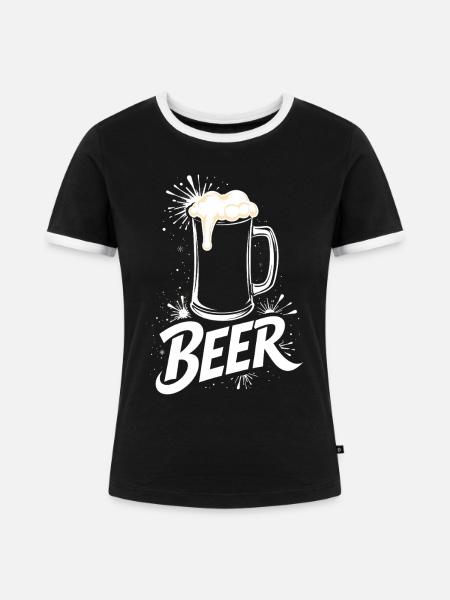 Bier Krug - Frauen Kontrast-T-Shirt - Schwarz/Weiß
