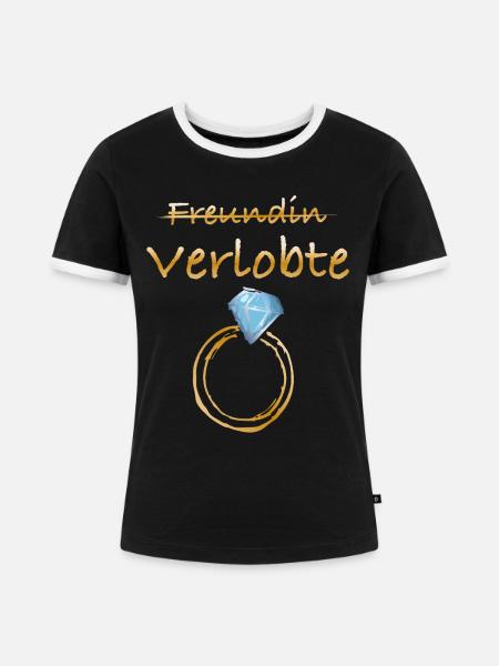 Freundin durchgestrichen Verlobte - Frauen Kontrast-T-Shirt - Schwarz/Weiß